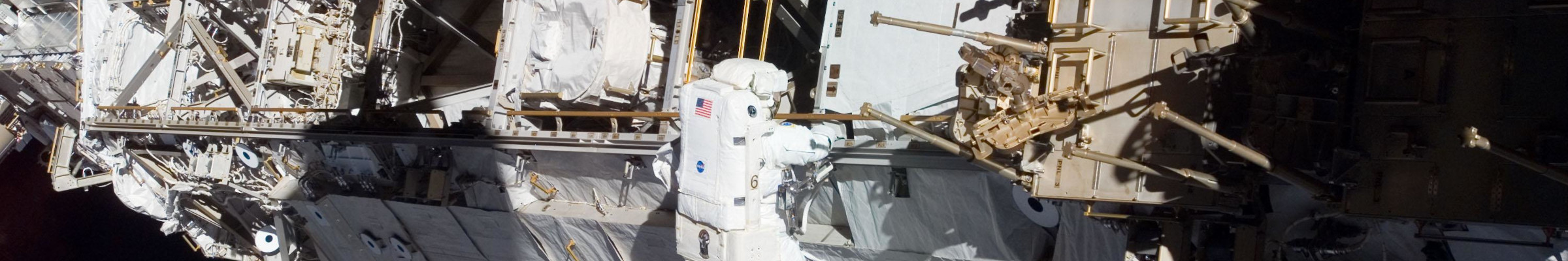International space station being built by astronaut
