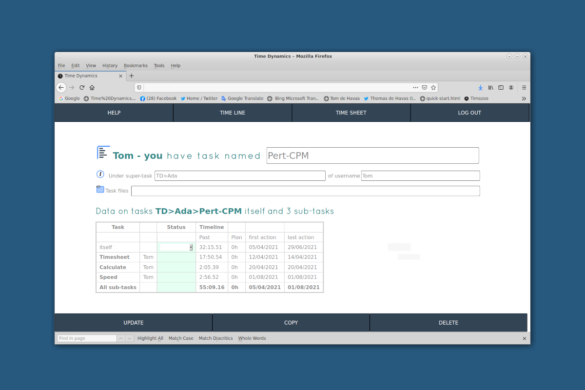the task page